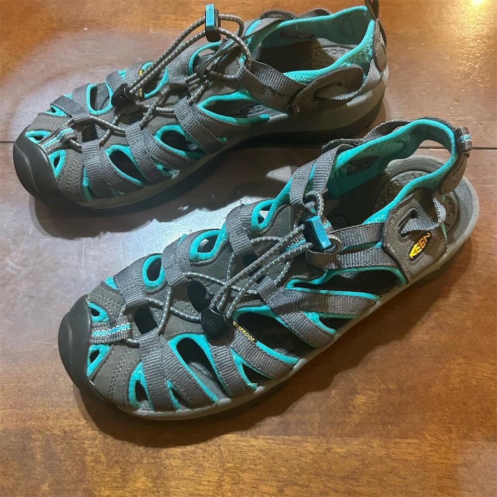 KEEN Whisper Women's Sport Water Sandals Gray/Teal Closed Toe Size 8.5